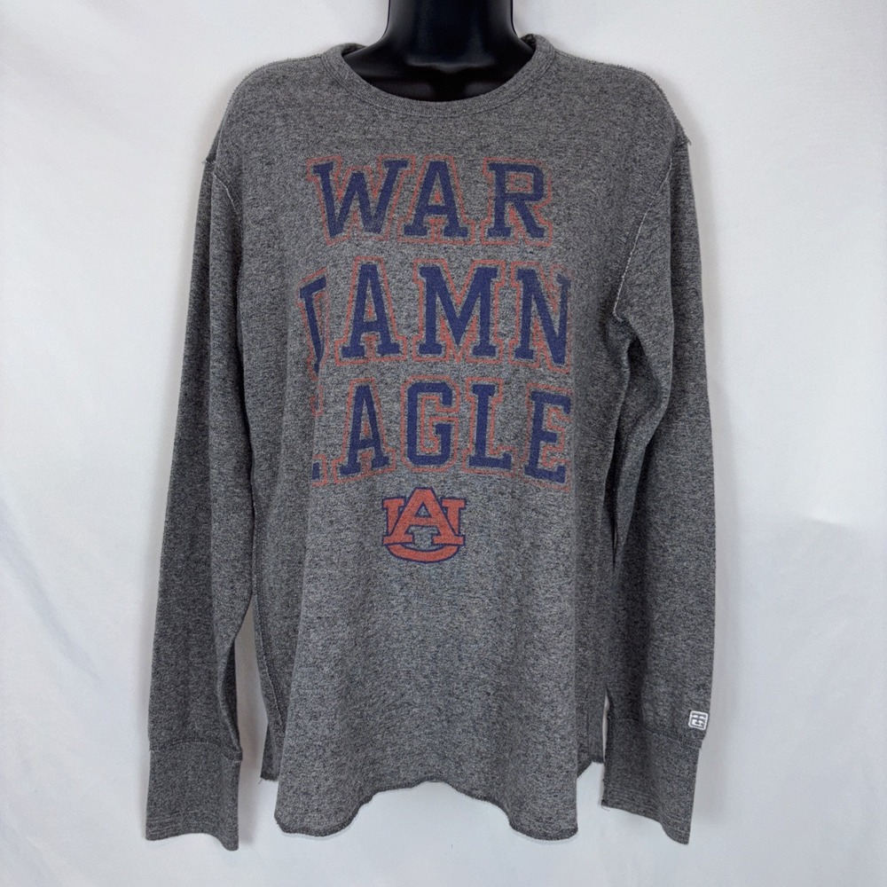 WAR DAMN EAGLE Auburn Tailgate Womens Gray Long Sleeve Sweatshirt Oversize Sz Sm